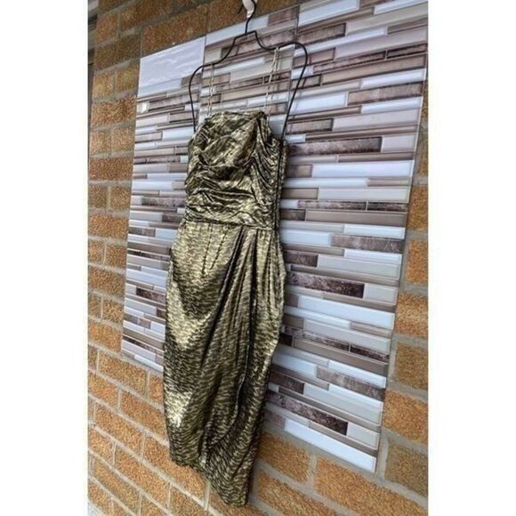 Jackie Bernard for EKLEKTIC Gold Lame Dress size 6 - Picture 4 of 12